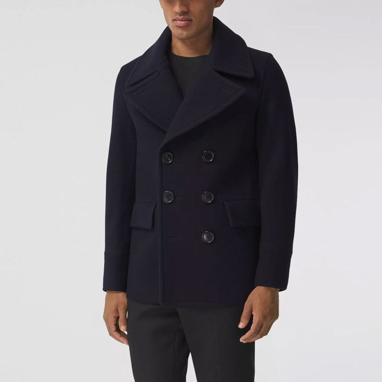 Burberry Navy Double-Breasted Casual Short Coat 80133361 圖 3