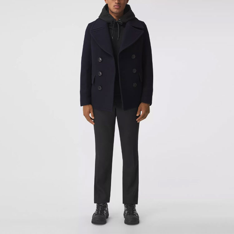 Burberry Navy Double-Breasted Casual Short Coat 80133361 圖 7