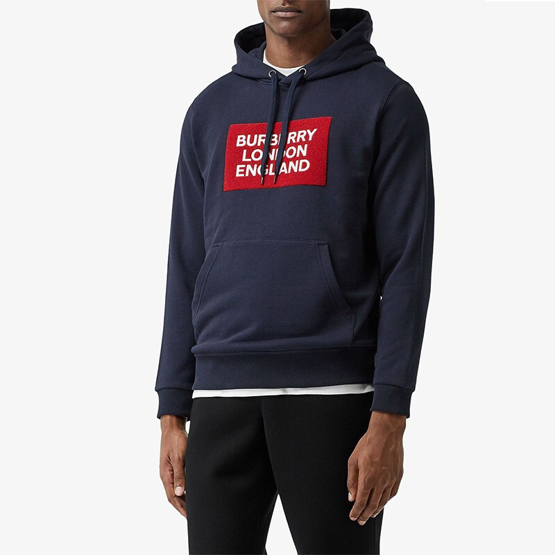 Burberry Navy Hoodie with Flocked Logo Applique 80219701 圖 3