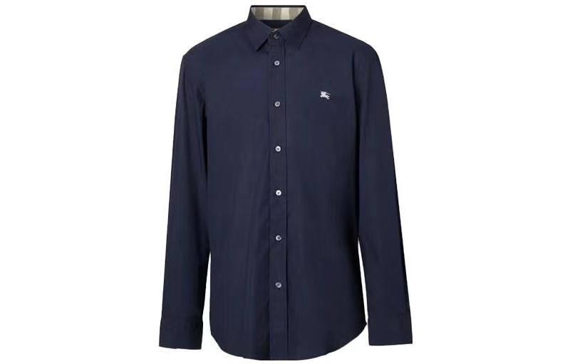 Burberry Navy Long Sleeve Casual Shirt with White Equestrian Logo. 80362931