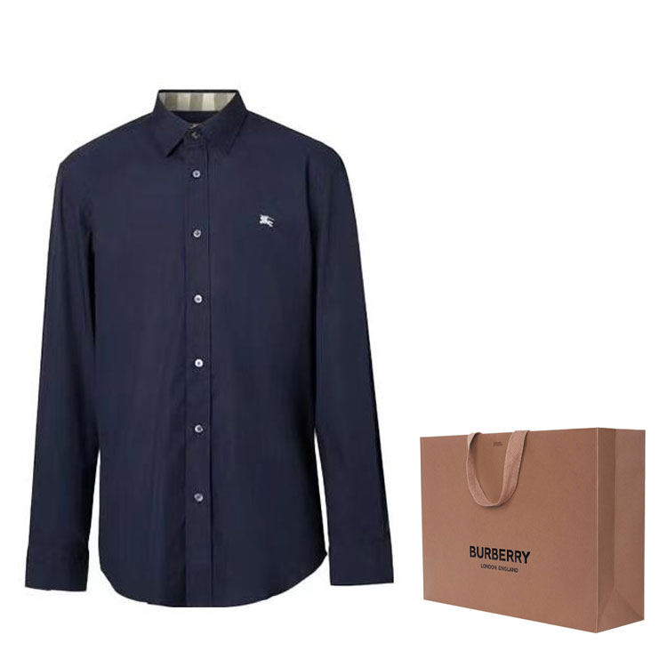 Burberry Navy Long Sleeve Casual Shirt with White Equestrian Logo. 80362931 圖 3