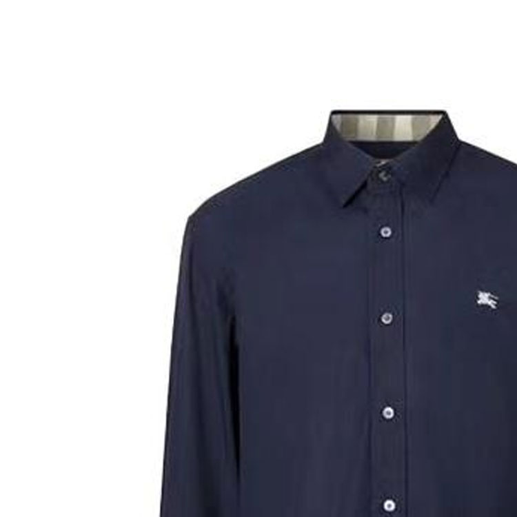 Burberry Navy Long Sleeve Casual Shirt with White Equestrian Logo. 80362931 圖 5