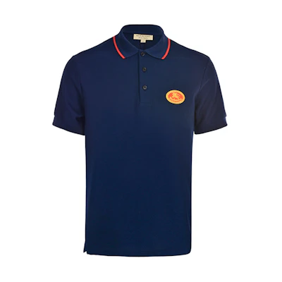 Burberry New Logo Navy Blue Short Sleeve Polo Shirt 80029121