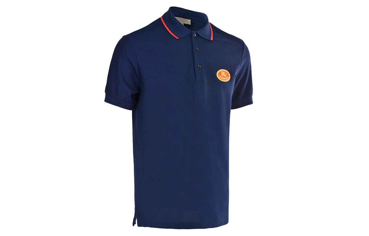 Burberry New Logo Navy Blue Short Sleeve Polo Shirt 80029121 圖 4