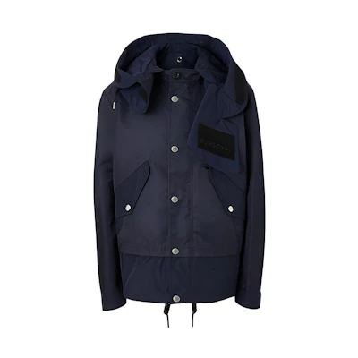 Burberry Nylon Twill Hooded Jacket in Navy Blue 80128321