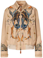 Burberry Ocean Sketch Print Zip-Up Jacket Midnight Navy Long Sleeve 80406741 Burberry Ocean Sketch Print Zip-Up Jacket Midnight Navy Long Sleeve 80406741
