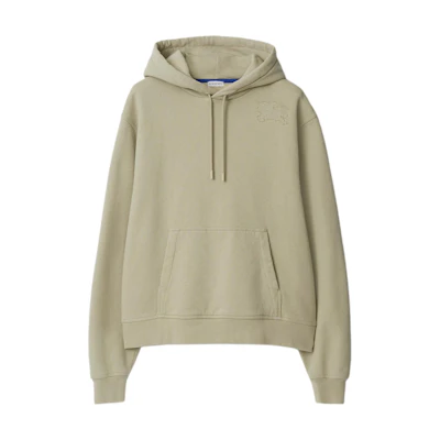 Burberry Olive Green Embroidered Logo Hoodie Loose Fit 80946091