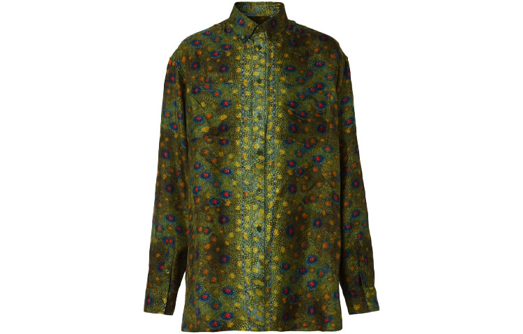 Burberry Olive Green Fish Scale Print Long-Sleeve Shirt 45676261