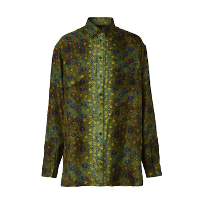 Burberry Olive Green Fish Scale Print Long-Sleeve Shirt 45676261