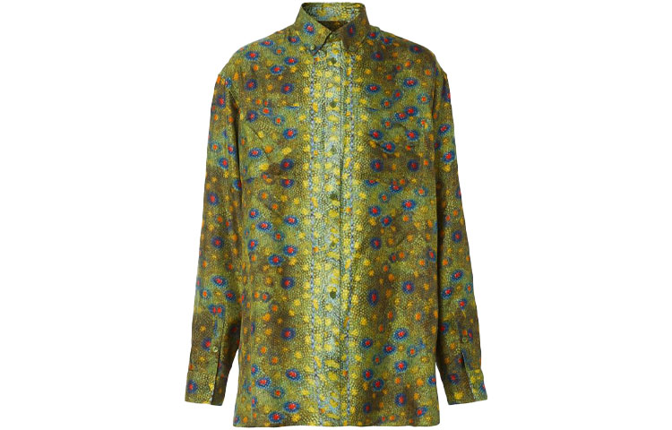 Lookbook Burberry Kemeja Lengan Panjang Cetak Sisik Ikan Hijau Zaitun 45676261