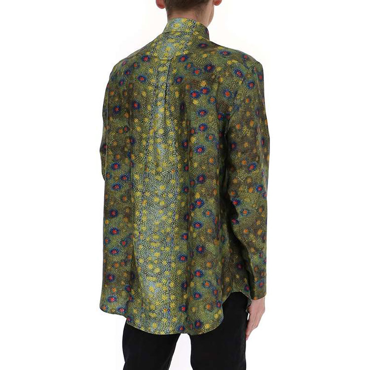 Purchase Burberry Kemeja Lengan Panjang Cetak Sisik Ikan Hijau Zaitun 45676261