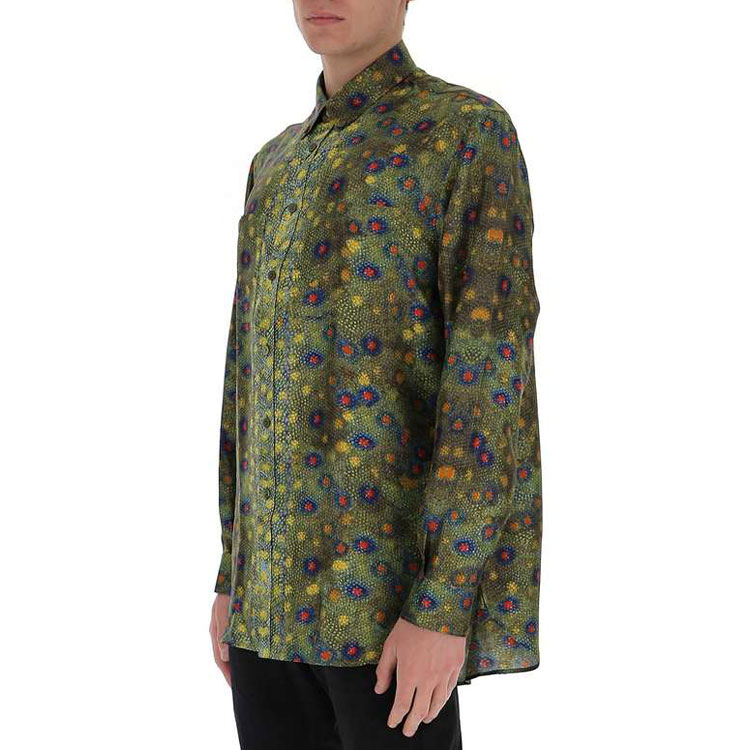 Details for Burberry Kemeja Lengan Panjang Cetak Sisik Ikan Hijau Zaitun 45676261