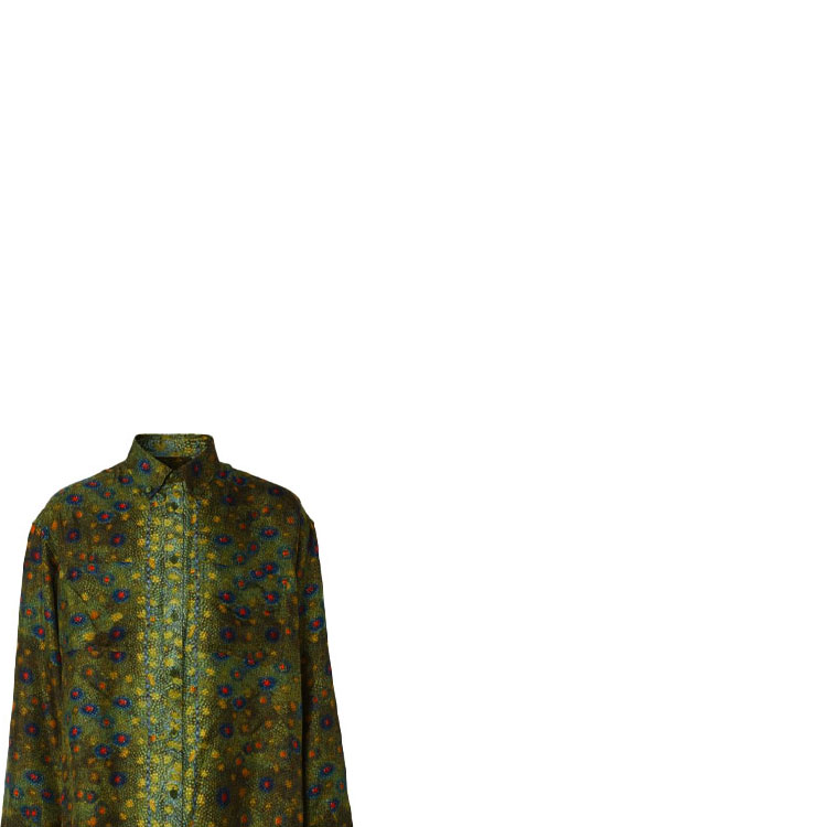 Sizing Burberry Kemeja Lengan Panjang Cetak Sisik Ikan Hijau Zaitun 45676261