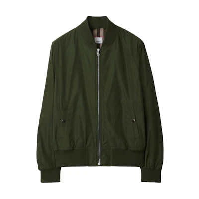 Burberry Olive Green Long-Sleeve Snap-Button Jacket with Side Pockets 80937791