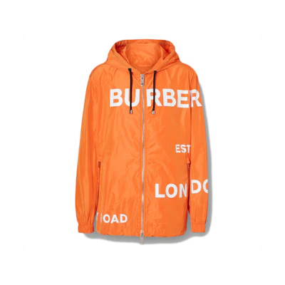 Burberry Orange Letter-Print Hooded Zip Jacket 80167961