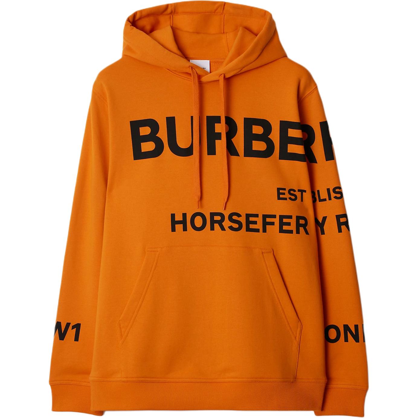 Burberry Orange Letter Print Hooded Pullover Sweatshirt 80935271
