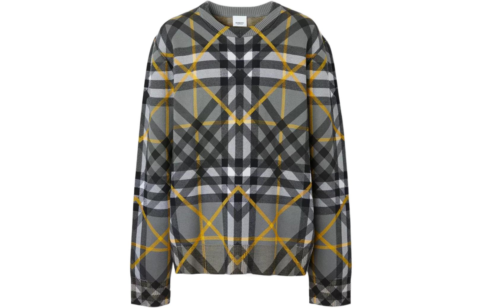 Order Burberry Baju Cotton Jacquard Oversized Layered Check - Storm Grey. 80651761