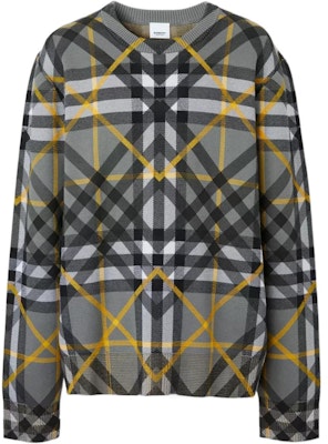 버버리 오버사이즈 체크 코튼 자카드 스웨터 스톰 그레이. 80651761 Order 버버리 오버사이즈 체크 코튼 자카드 스웨터 스톰 그레이. 80651761