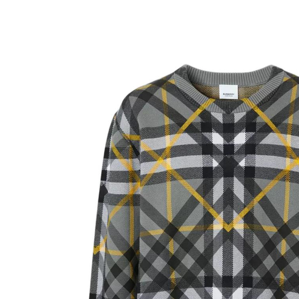 Purchase Burberry Baju Cotton Jacquard Oversized Layered Check - Storm Grey. 80651761