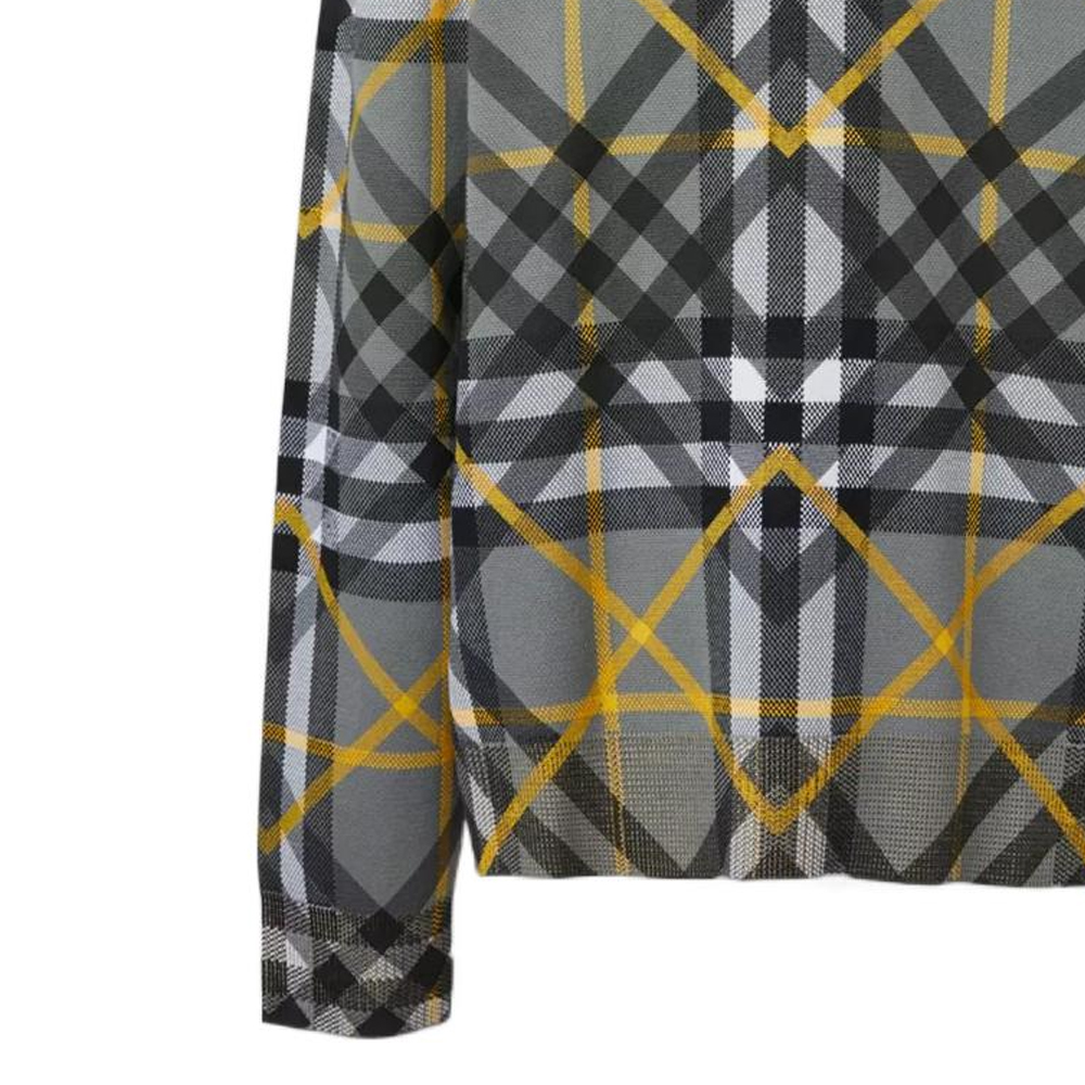 Details for Burberry Baju Cotton Jacquard Oversized Layered Check - Storm Grey. 80651761