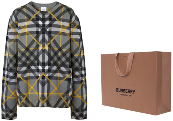 버버리 오버사이즈 체크 코튼 자카드 스웨터 스톰 그레이. 80651761 Cheap 버버리 오버사이즈 체크 코튼 자카드 스웨터 스톰 그레이. 80651761