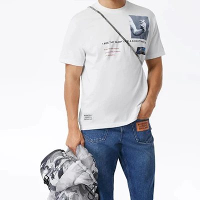 Burberry Oversized Montage 白色寬鬆版T恤 8024733 Shop Burberry Oversized Montage 白色寬鬆版T恤 8024733