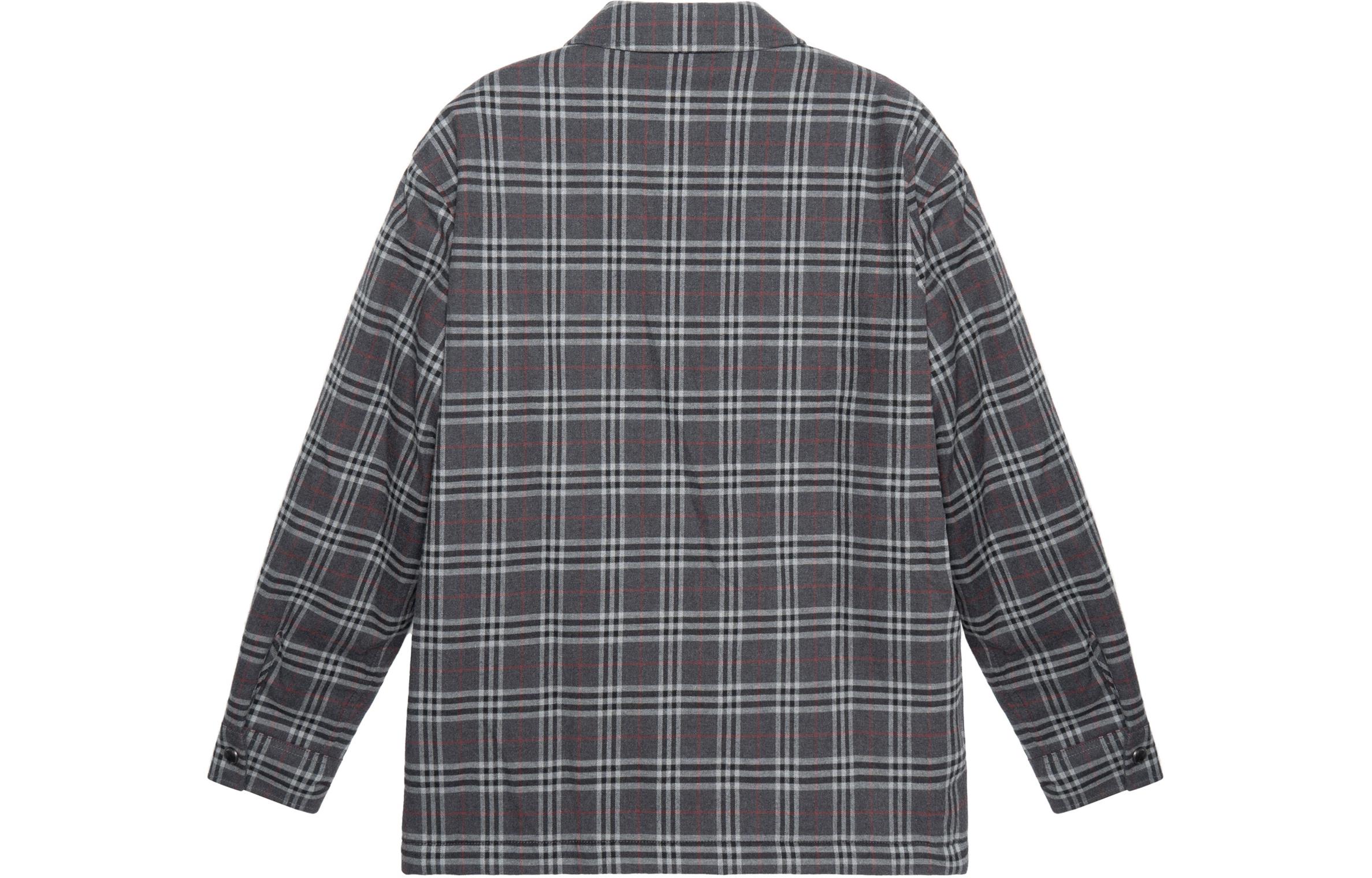 Burberry Patchwork Check Long-Sleeve Cotton Shirt Jacket - Charcoal Gray 80446561 圖 3