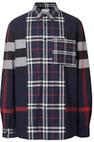 Burberry Patchwork Check Long Sleeve Shirt Navy 80256151 Burberry Patchwork Check Long Sleeve Shirt Navy 80256151