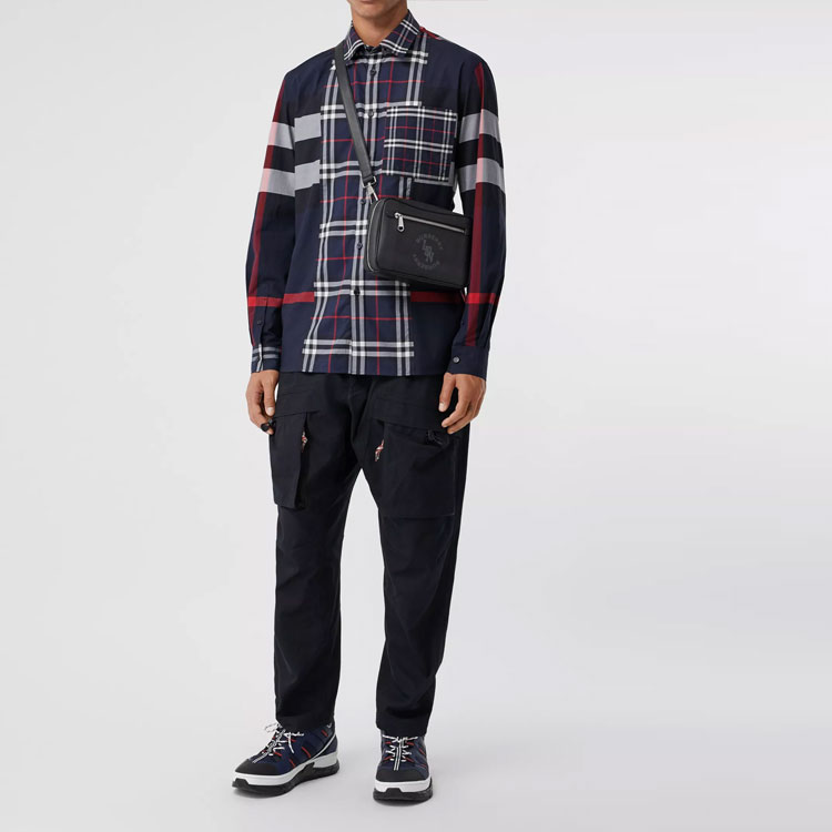 Lookbook Burberry Patchwork Check Baju Lengan Panjang Navy 80256151