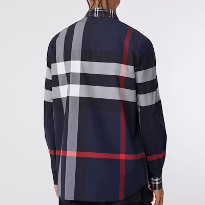 Burberry Patchwork Check Baju Lengan Panjang Navy 80256151 Shop Burberry Patchwork Check Baju Lengan Panjang Navy 80256151