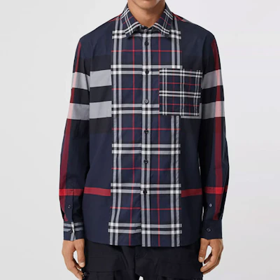 Burberry Patchwork Check Baju Lengan Panjang Navy 80256151 Purchase Burberry Patchwork Check Baju Lengan Panjang Navy 80256151