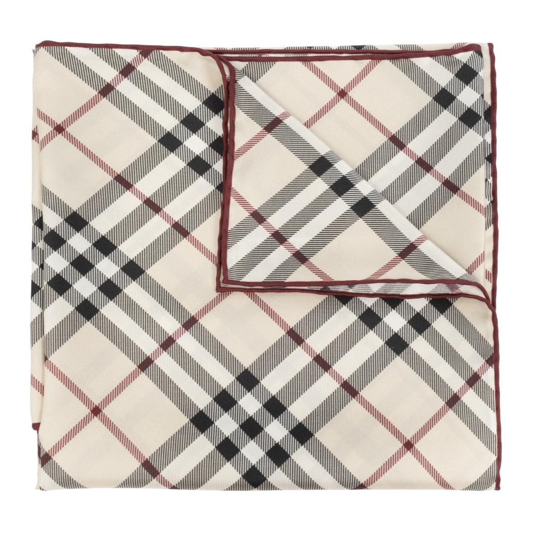 Burberry Pattern Design 100% Silk Scarf Unisex White 80952231