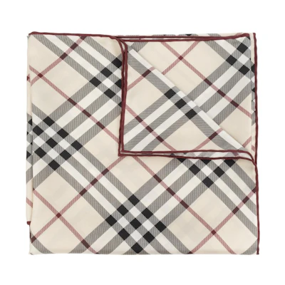Burberry Pattern Design 100% Silk Scarf Unisex White 80952231