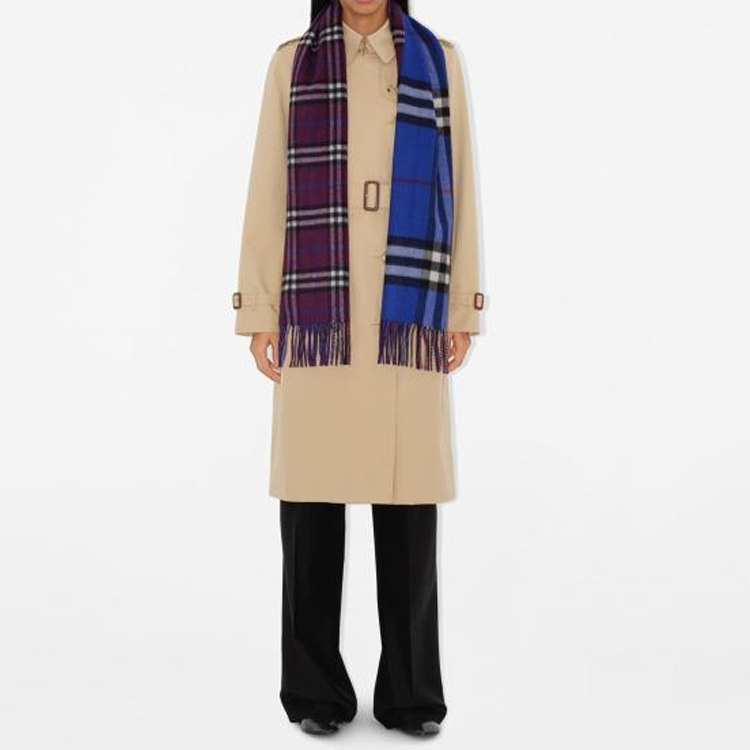 Burberry Pattern Design  Cashmere Wool Scarf - Purple. 80909501 圖 6