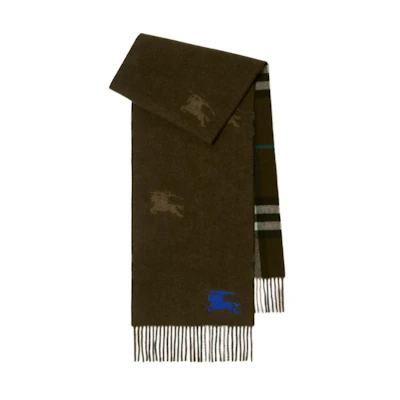 Burberry Pattern Design Cashmere Scarf Brown Unisex 80952251