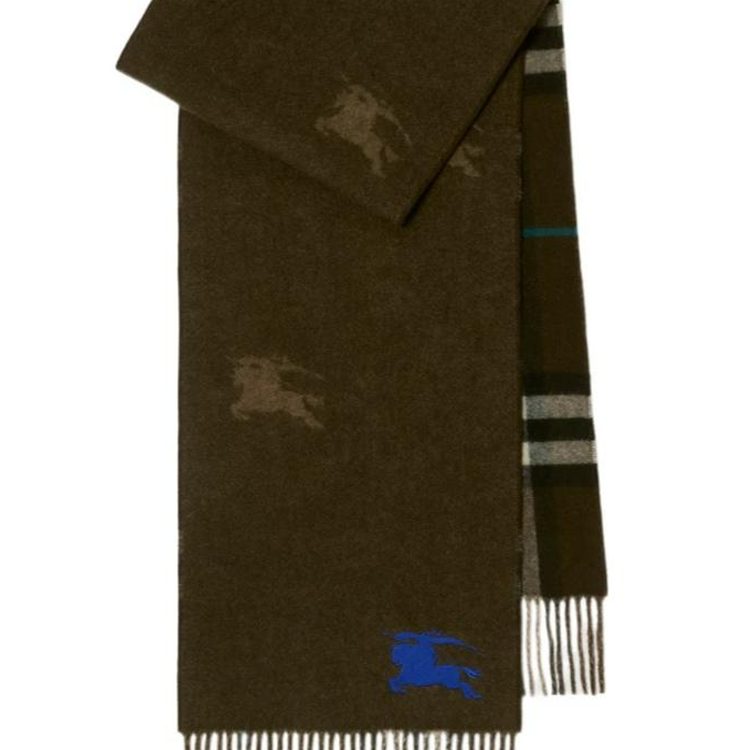 Burberry Pattern Design Cashmere Scarf Brown Unisex 80952251 圖 4