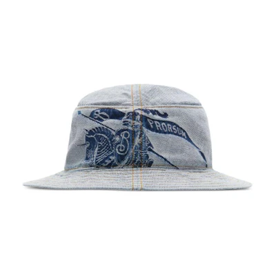 Burberry Pattern Design Cotton Bucket Hat Blue - Fashion Accessory 8085751