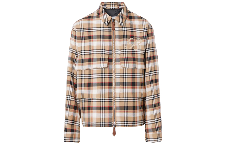 Burberry Pattern Embroidered Check Harrington Jacket Beige 80368621