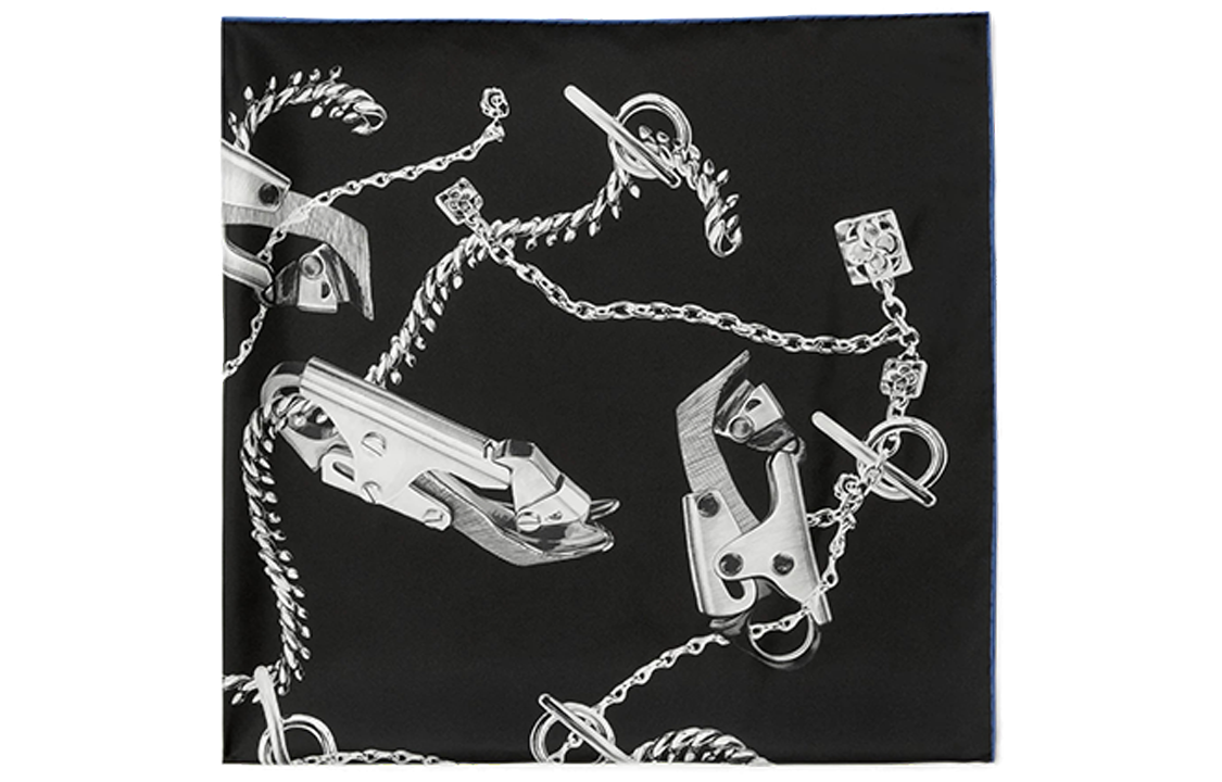 Burberry Pattern Print Silk Scarf Unisex Couple's Edition in Black. 80877651 圖 2