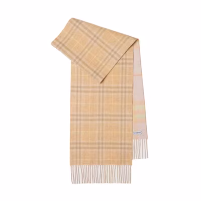 Burberry Patterned Cashmere Scarf Yellow Unisex Couple Style. 80909511