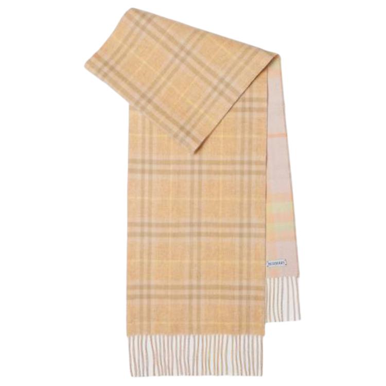 Order Burberry 格紋羊絨圍巾 黃色 男女同款 情侶款式 80909511