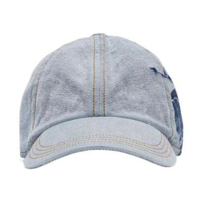 Burberry Patterned Cotton Baseball Cap Unisex Couple Style Blue. 80857491