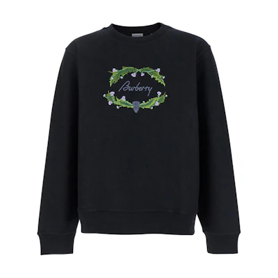 Burberry Patterned Print Crewneck Long Sleeve Sweatshirt Black 80978521