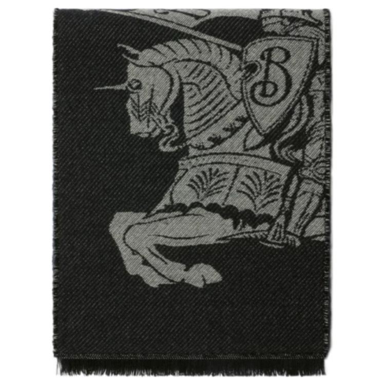 Burberry Patterned Wool Alpaca Nylon Scarf Unisex - Dark Blue 80999801 圖 3