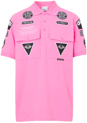Burberry Pink Pattern Print Loose-Fit Short-Sleeve Polo Shirt. 80413001 Order Burberry Pink Pattern Print Loose-Fit Short-Sleeve Polo Shirt. 80413001