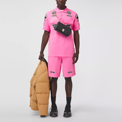 Burberry Pink Pattern Print Loose-Fit Short-Sleeve Polo Shirt. 80413001 Lookbook Burberry Pink Pattern Print Loose-Fit Short-Sleeve Polo Shirt. 80413001