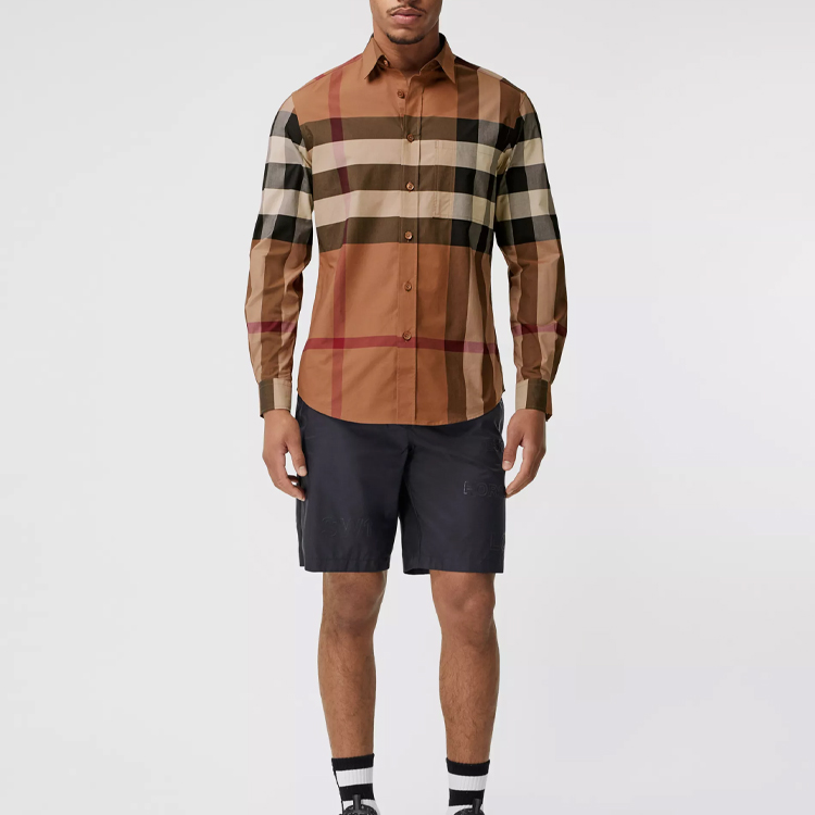 Purchase Burberry 格紋棉質長袖襯衫 男士 樺棕色 80376401