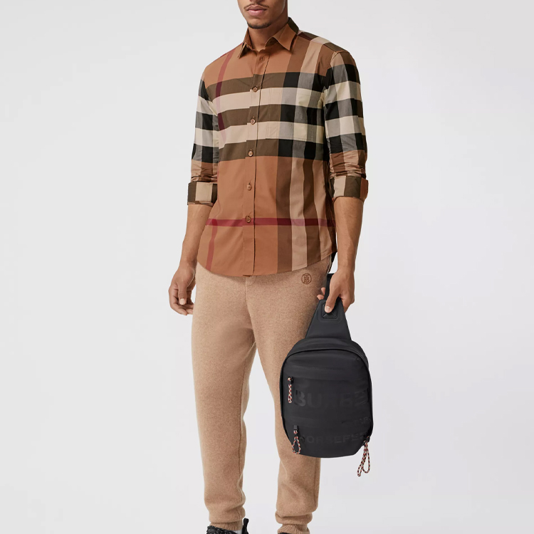 Details for Burberry 格紋棉質長袖襯衫 男士 樺棕色 80376401