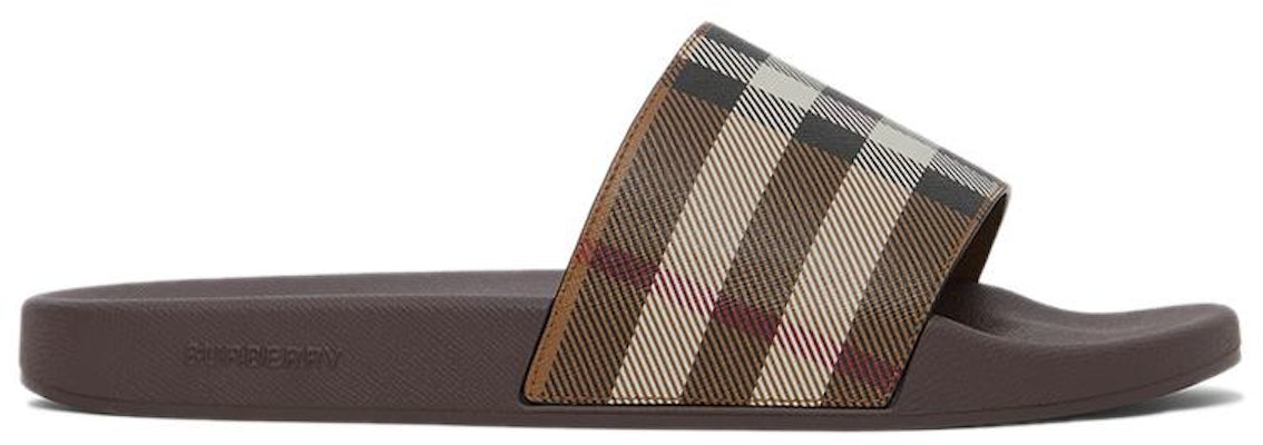 Selipar Cetakan Kotak Burberry 'Coklat' 80481951 Order Selipar Cetakan Kotak Burberry 'Coklat' 80481951