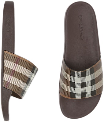 Selipar Cetakan Kotak Burberry 'Coklat' 80481951 Shop Selipar Cetakan Kotak Burberry 'Coklat' 80481951